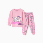 Пижама для девочки (футболка/брюки), цвет розовый, рост 98 см - фото 321773412