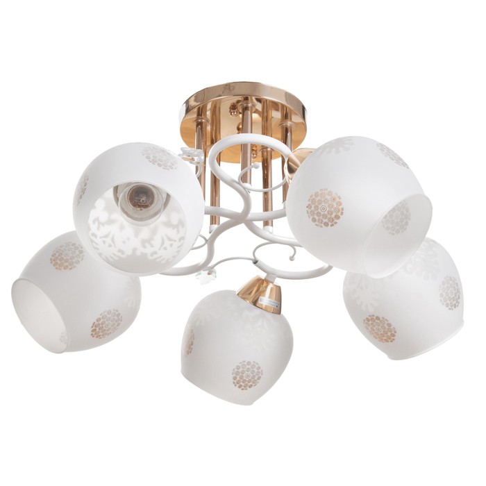 

Люстра "Оливия" 5х60Вт Е27 Золото, белый 52х52х28см