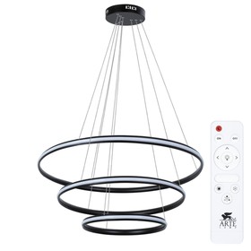 Люстра подвесная Arte Lamp Meridiana A2198SP-3BK, LED, 145 Вт, 80х80х140 см, 5300 Лм, пульт ДУ, чёрный