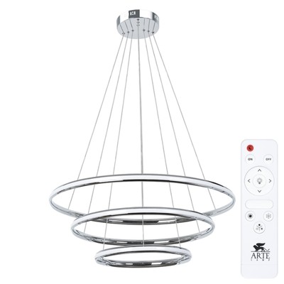 Люстра подвесная Arte Lamp Meridiana A2198SP-3CC, LED, 150 Вт, 80х80х140 см, 6700 Лм, пульт ДУ, хром