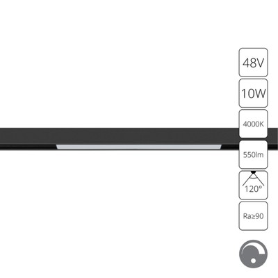 Магнитный трековый светильник Arte Lamp Linea 0.1-10V A4682PL-1BK, LED, 10 Вт, 2.2х30.5х4.3 см, 550 Лм, чёрный