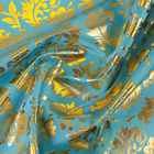 Лоскут для рукоделия, атлас, золотой узор на голубом, 50 × 75 см - фото 9841779
