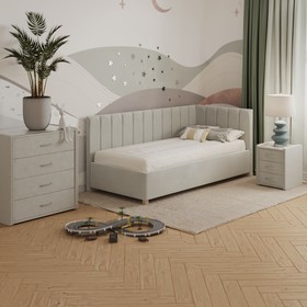 Кровать «Помпиду» с ПМ, 100×190 см, премиум велюр, цвет лунный луч