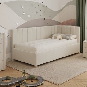Кровать «Помпиду» с ПМ, 110×210 см, премиум велюр, цвет лепестки ландыша