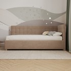 Кровать «Версаль» с ПМ, 90×190 см, с бортиком, правая, премиум велюр, пески касабланки - Фото 3