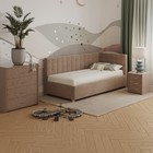 Кровать «Версаль» с ПМ, 90×190 см, с бортиком, правая, премиум велюр, пески касабланки - Фото 8