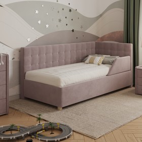Кровать «Версаль» с ПМ, 90×190 см, с бортиком, премиум велюр, цвет пыльная роза