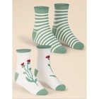Носки детские, размер 20-22, цвет зелёный, молочный, 2 шт - фото 110656112