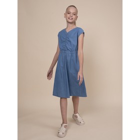 Платье для девочек, рост 128 см, цвет джинс