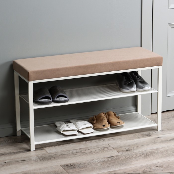 Банкетка «Торонто 33C», 88.5×30×49 см, каркас белый, сиденье бежевое - Фото 1