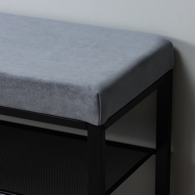 Банкетка «Торонто 33C», 88.5×30×49 см, каркас чёрный, сиденье серое