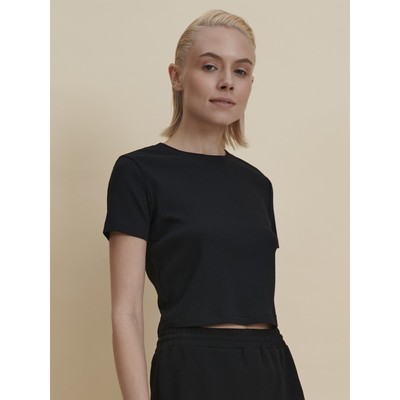 Футболка женская укороченная Pelican, размер 42, цвет чёрный