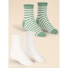 Носки детские, размер 20-22, цвет молочный, зелёный, 2 шт - фото 110657155