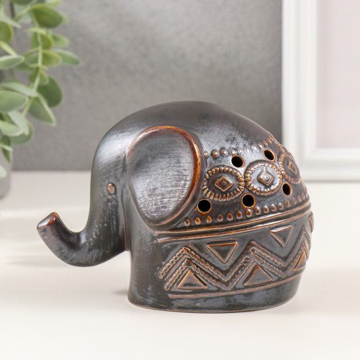 Сувенир керамика "Слонёнок. Этнические узоры" коричневый 8х12,5х9 см - Фото 1