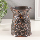 Аромалампа керамика "Растительный узор" тёмно-коричневая 9,5х9,5х12 см - фото 321775648