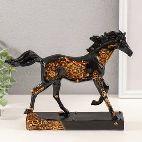 Сувенир полистоун "Конь - Стимпанк" чёрный с золотом 28,5х7х21,5 см