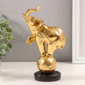 Сувенир полистоун "Слон на шаре с узорами" золото 10х5,5х18,5 см
