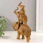 Фигурка 3D полистоун «Пирамида из слонов», т. золото, 20×7×30 см - Фото 3