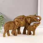 Сувенир полистоун 3D "Семья слонов" тёмное золото 32,5х10х17,5 см - фото 321775693
