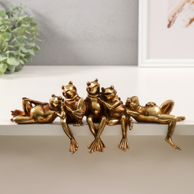 Фигурка полистоун «Пять лягушек на отдыхе», бронза, 28.5×5.5×9.5 см