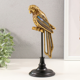 Сувенир полистоун, зеркало "Попугай Ара на жёрдочке" золото 10,5х10,5х30,5 см