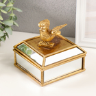 Шкатулка для украшений «Золотая птичка», полистоун, зеркало, 10.5×10.5×10 см - Фото 1