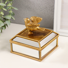 Шкатулка для украшений «Золотая птичка», полистоун, зеркало, 10.5×10.5×10 см - Фото 2