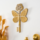 Панно настенное «Ключ с бабочкой», полистоун под золото, с белой патиной, 10.5×0.7×15 см - Фото 2