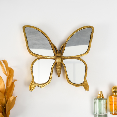 Панно настенное «Зеркальная бабочка», полистоун, декор, под золото, 25×3×23 см