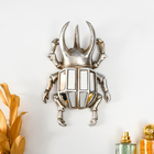 Панно настенное «Зеркальный жук-олень», полистоун, декор, под серебро, 15×5×23 см - Фото 1