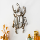 Панно настенное «Зеркальный жук-олень», полистоун, декор, под серебро, 15×5×23 см - фото 24620668