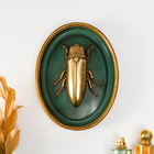 Панно интерьерное полистоун "Золотой жук" тёмно-зеленый 18,5х4,5х24 см - фото 321775941