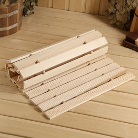 Коврик-лежак для бани, деревянный, тиснение Плетёнка 45х100 см