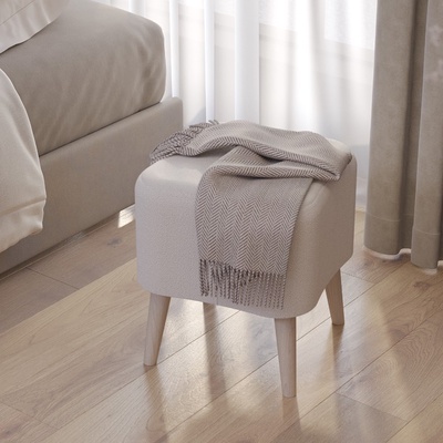 Банкетка «Куби», 410×410×450 мм, велюр, цвет молоко