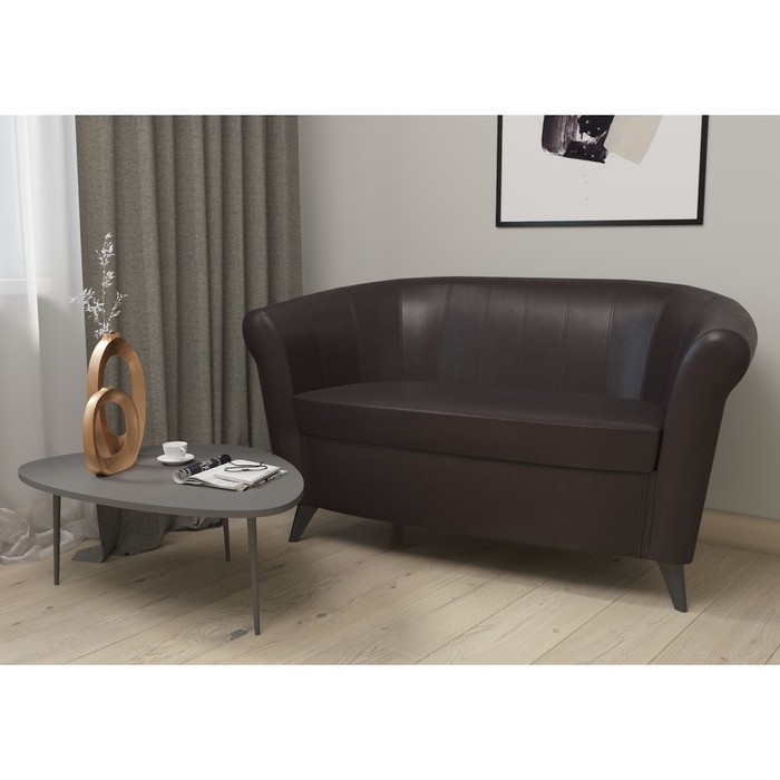 Диван прямой «Лагуна», 1280×630×790 мм, кожзам, цвет тёмно-коричневый - Фото 1