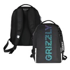 Рюкзак школьный, 38 х 29 х 16 см, Grizzly, эргономичная спинка, чёрный/серый - фото 321776186