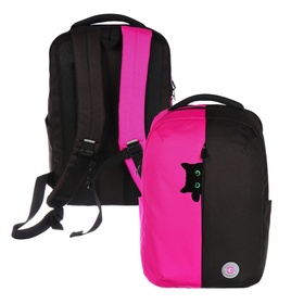 Рюкзак молодёжный 42 х 28 х 14 см, Grizzly, отделение для ноутбука, чёрный/розовый