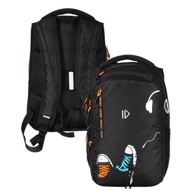Рюкзак молодёжный 42 х 31 х 22 см, Grizzly, эргономичная спинка, отделение для ноутбука, чёрный/оранжевый