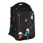 Рюкзак молодёжный 42 х 31 х 22 см, Grizzly, эргономичная спинка, отделение для ноутбука, чёрный/оранжевый - фото 24602769