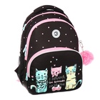 Рюкзак школьный, 40 х 27 х 20 см, Grizzly, эргономичная спинка, отделение для ноутбука, чёрный - фото 24602777