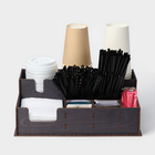 Подставка - органайзер деревянный барный Доляна, под стаканы, крышки, трубочки, салфетки, 40×25×15 см - Фото 2