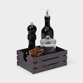 Подставка - органайзер деревянный для специй Доляна «Рейка», 20×14×7,7 см, цвет тёмный