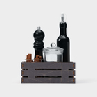 Подставка - органайзер деревянный для специй Доляна «Рейка», 20×14×7,7 см, цвет тёмный - фото 4614926