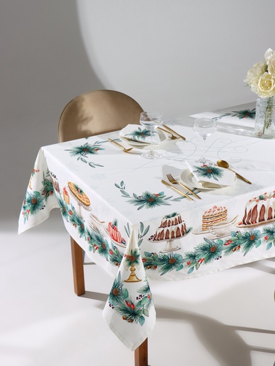 Набор новогодний New Years treat: скатерть 150×180 см ±3 см с ВГМО, салфетка 40×40 см-8 шт., 100% хлопок