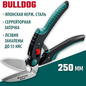 Ножницы технические KRAFTOOL Bulldog, 2К рукоятки, прямые, многофункциональные, 250 мм