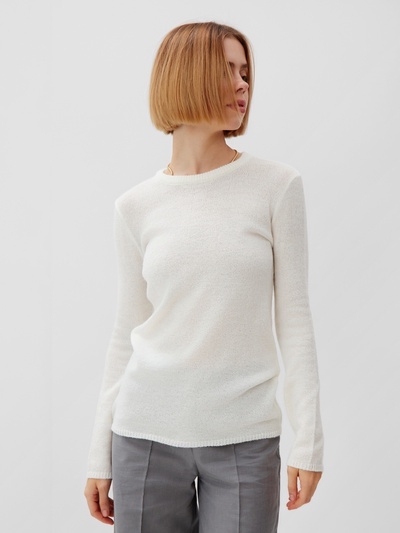 Джемпер женский MINAKU: Knitwear collection, цвет молочный, размер 42