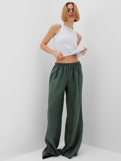 Брюки женские oversize MINAKU: Safari, зелёные, размер 42