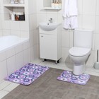 Набор ковриков для ванной и туалета Доляна «Фиолетовые цветы», 2 шт, 40×50, 50×80 см - Фото 7