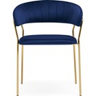 Стул на металлокаркасе Kamelia 1 металл/велюр, золотой/синий 60x52x79 см - Фото 2