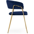 Стул на металлокаркасе Kamelia 1 металл/велюр, золотой/синий 60x52x79 см - Фото 3